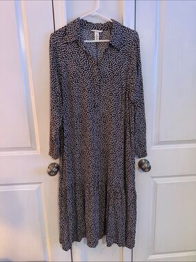 H&M Black and White Ditsy Print Maxi Dress